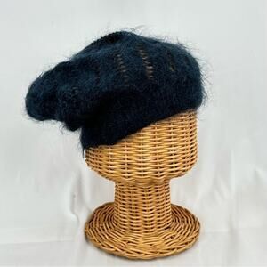 RARE - GREVI FIRENZE - Mohair/Wool - Knitted Black- Beanie Hat - Vintage - Italy